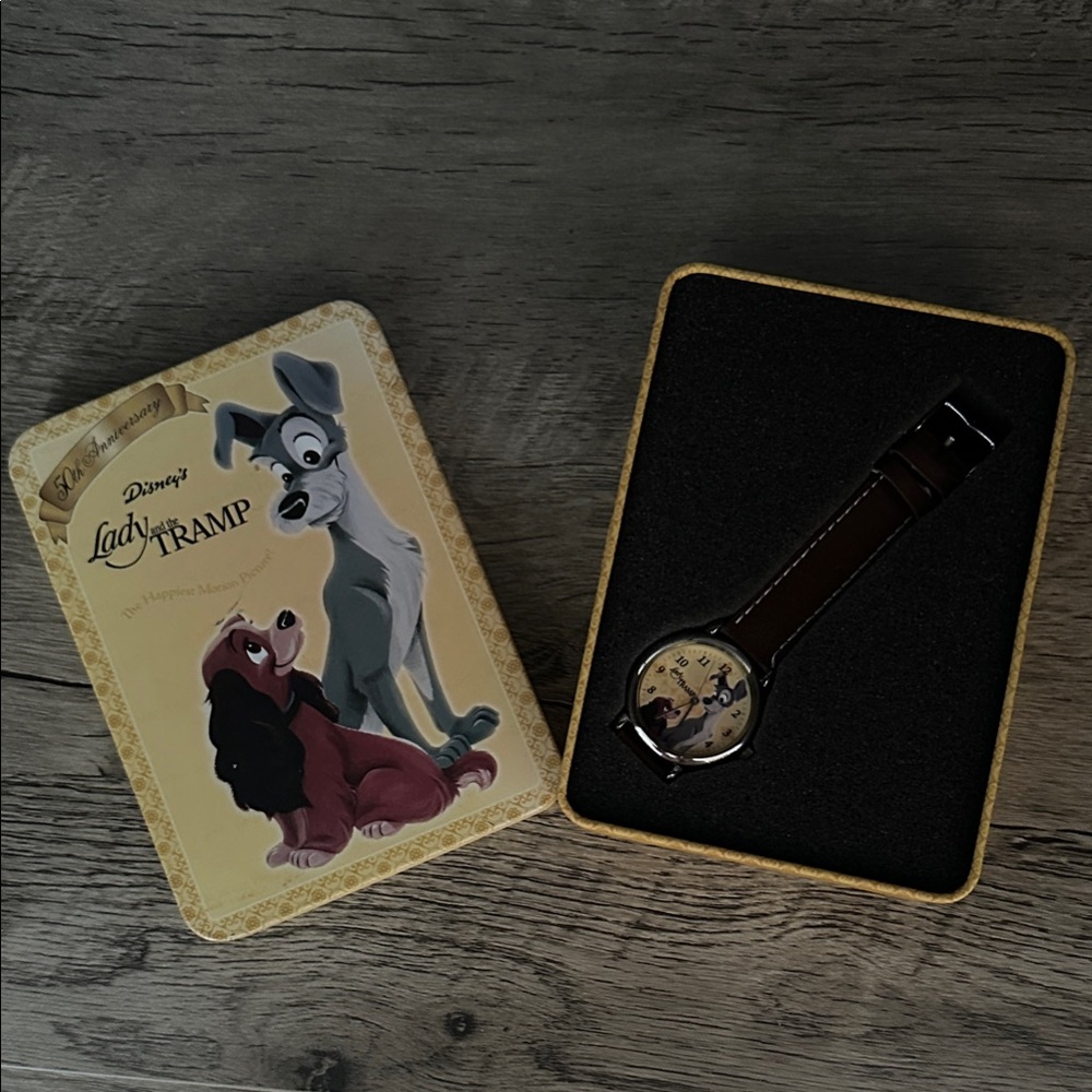 Vintage 50th Anniversary Edition Disney Lady & the Tramp Brown & Silver Watch